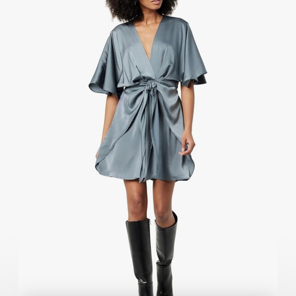 The Drop Women's Estelle Deep V-Neck Front-Tie Mini Dress Size S